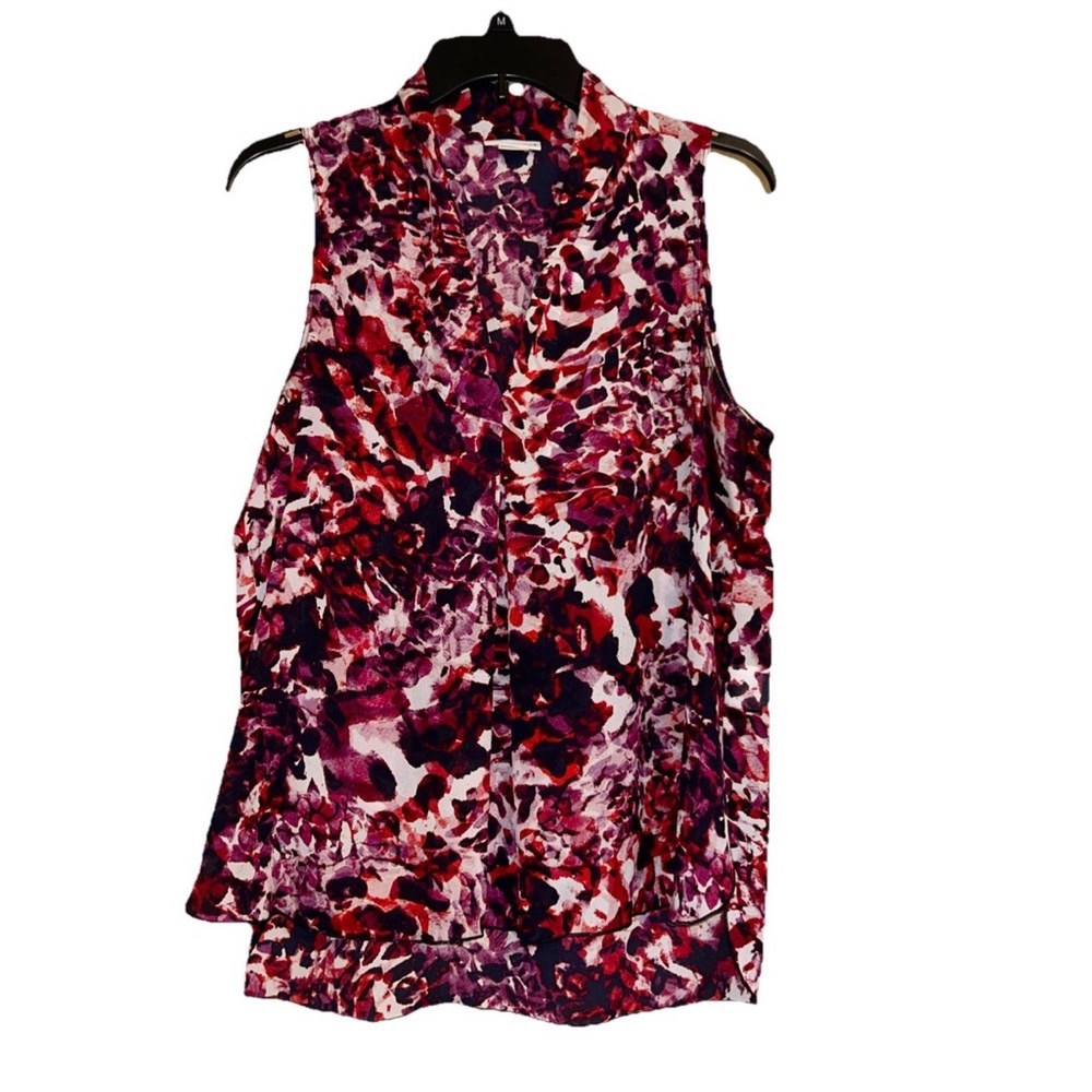 Liz Claiborne women’s v-neck sleeveless blouse pink purple red medium